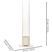 Produkt Nowoczesny świecznik stożkowy z cylindrem szklanym i podstawą, 31 cm