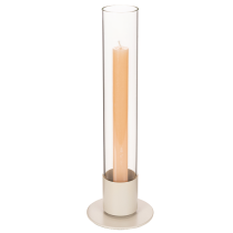 Produkt Nowoczesny świecznik stożkowy z cylindrem szklanym i podstawą, 31 cm