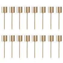 Produkt Świeczniki w kształcie patyczka, matowe złoto, do wkładania, Ø24mm, 11cm, 16 sztuk