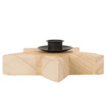 Produkt Rustykalny drewniany świecznik w kształcie gwiazdy na świece stożkowe, 16 cm