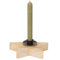 Produkt Rustykalny drewniany świecznik w kształcie gwiazdy na świece stożkowe, 16 cm