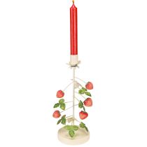 Produkt Świecznik metalowy dekoracja truskawka kremowy okrągły wys. 26cm