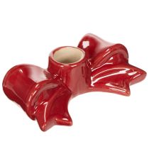 Produkt Czerwone świeczniki w kształcie kokardy na świece stożkowe o średnicy 11 cm, 2 sztuki