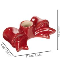 Produkt Czerwone świeczniki w kształcie kokardy na świece stożkowe o średnicy 11 cm, 2 sztuki