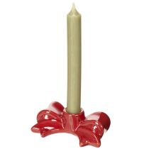 Produkt Czerwone świeczniki w kształcie kokardy na świece stożkowe o średnicy 11 cm, 2 sztuki