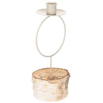 Produkt Świecznik z podstawą z drewna brzozowego i metalowym pierścieniem, 20 cm