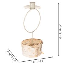 Produkt Świecznik z podstawą z drewna brzozowego i metalowym pierścieniem, 20 cm