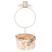 Produkt Świecznik z podstawą z drewna brzozowego i metalowym pierścieniem, 20 cm