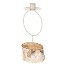 Produkt Świecznik z podstawą z drewna brzozowego i metalowym pierścieniem, 20 cm
