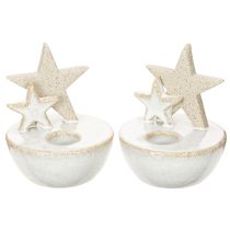 Produkt Ceramiczne świeczniki w kształcie gwiazdek, dekoracja świąteczna, 11 cm, 2 sztuki