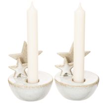 Produkt Ceramiczne świeczniki w kształcie gwiazdek, dekoracja świąteczna, 11 cm, 2 sztuki