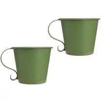 Produkt Świecznik w kształcie sztyftu vintage kubek metalowy zielony Ø7cm W6cm 2szt