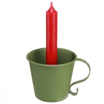 Produkt Świecznik sztyftowy vintage kubek metalowy dekoracja zielony Ø9,5cm W8cm 3szt