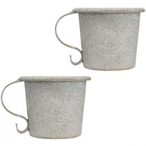 Produkt Świecznik stożkowy vintage kubek metalowy szary Ø7cm W6cm 2szt