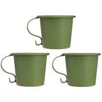 Produkt Świecznik sztyftowy vintage kubek metalowy dekoracja zielony Ø9,5cm W8cm 3szt