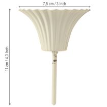 Produkt Świecznik z kolcem w kształcie kwiatka, kremowy, 11 cm, 4 sztuki