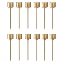 Produkt Świecznik w sztyfcie do zatykania matowe złoto Ø22mm W10,5cm 12 sztuk
