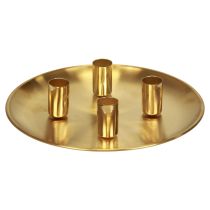 Produkt Świecznik sztyftowy złoty Ø2,5cm metalowy talerz na świecę Ø23cm