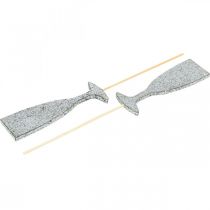 Produkt Ozdoba sylwestrowa kieliszek do szampana srebrne korki kwiatowe 9cm 18 szt