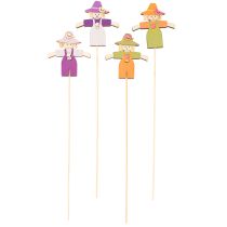 Produkt Drewniane dekoracje w kształcie strachów na wróble, różne kolory, 30 cm, 12 sztuk