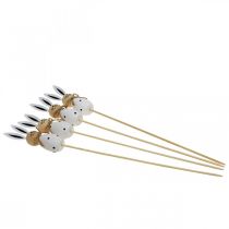 Produkt Patyk Kwiatowy Królik Drewniany Wielkanocny Króliczek Czarno/Biały H34cm 4 szt