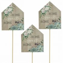 Wtyki kwiatowe drewniane Home Sweet Home decoration 6,5x7,5cm 18szt