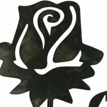 Szpilka metalowa róża srebrno-szara, metal biały płukany 20cm x 11,5cm 8szt.