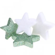 Produkt Dekoracja rozproszona Gwiazdki świąteczne zielone białe Ø4/5cm 40 szt