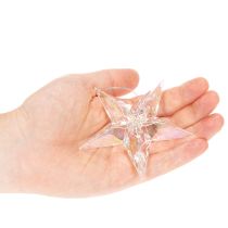 Produkt Dekoracyjne ozdoby w kształcie gwiazdek, opalizujący przezroczysty akryl, ozdoby choinkowe, 9 cm, 6 sztuk