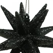 Gwiazda świąteczna do zawieszenia czarna Ø7,5cm 8szt