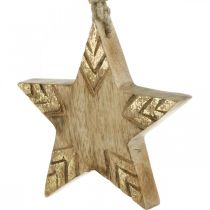 Produkt Gwiazda Mango Wood Naturalna, Złota Ozdoba Choinkowa 12cm 4szt.