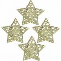 Produkt Dekoracyjne gwiazdki rozproszone, zawieszka do lekkiego łańcuszka, Boże Narodzenie, metalowa dekoracja złota Ø6cm 20 sztuk