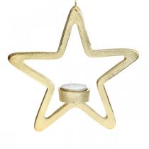 Produkt Dekoracyjny świecznik na podgrzewacze w kształcie gwiazdki do zawieszenia metalowy złoty 20cm