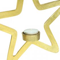 Produkt Dekoracyjny metalowy świecznik na tealighty w kształcie gwiazdki do zawieszenia złoty 24cm