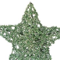 Produkt Zestaw dekoracyjnych zielonych gwiazdek drucianych, dwa rozmiary, 10 cm, 12 sztuk