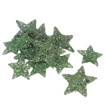 Produkt Zestaw dekoracyjnych zielonych gwiazdek drucianych, dwa rozmiary, 10 cm, 12 sztuk