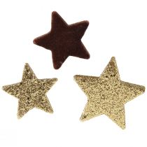 Produkt Gwiazdki rozproszone mieszanka dekoracji brązowych i złotych Dekoracja świąteczna 4cm/5cm 40szt