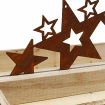 Taca drewniana sylwetka gwiazdy stal nierdzewna 35cm × 14cm