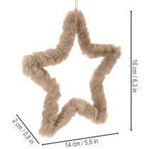 Produkt Ozdobna ozdoba ze sztucznego futra w kształcie gwiazdy do zawieszenia, 30 cm, 3 sztuki