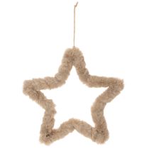 Produkt Ozdobna ozdoba ze sztucznego futra w kształcie gwiazdy do zawieszenia, 30 cm, 3 sztuki