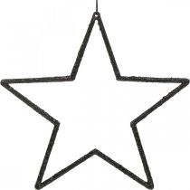 Zawieszka świąteczna gwiazda z czarnym brokatem 17,5cm 9szt