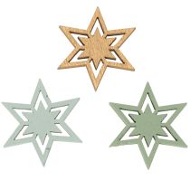 Produkt Różnorodne drewniane gwiazdki do dekoracji stołu i prac rękodzielniczych, 3 cm, 72 sztuki