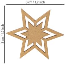 Produkt Różnorodne drewniane gwiazdki do dekoracji stołu i prac rękodzielniczych, 3 cm, 72 sztuki