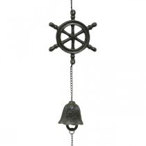 Vintage ozdobny dzwonek na kierownicę do przyczepy, dzwonek wietrzny żeliwny L50cm