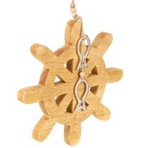 Produkt Kierownica Drewniana Dekoracja Naturalna Ryba Srebrna Wisząca Ø21.5cm