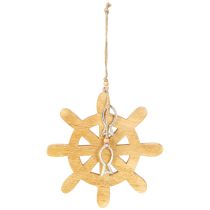 Produkt Kierownica Drewniana Dekoracja Naturalna Ryba Srebrna Wisząca Ø21.5cm