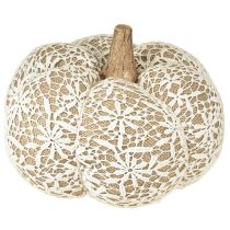 Produkt Dekoracja z juty w kształcie dyni, koronka, kolor biały/beżowy, vintage, Ø18cm