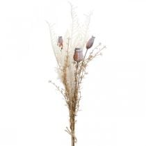Makowe kapsułki deco suszone kwiaty sztuczna paproć krem 63cm