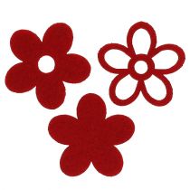 Dekoracja rozproszona filcowy kwiat czerwony mix Ø4cm 72szt.