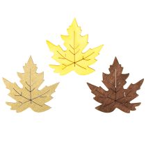 Produkt Dekoracja rozproszona liście klonu żółte, brązowe, platynowe różne 4cm 72 szt